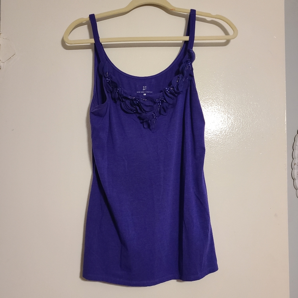NY&Co Purple Embellished Tank Top